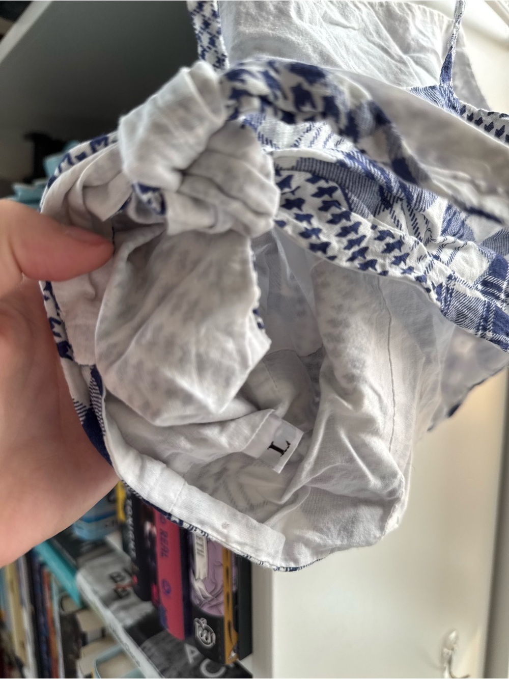 Blue Patchwork Ruffle Spaghetti-Strap Crop Top - Picture 3 of 3